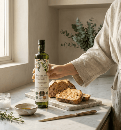 Bottle of Darmmess high phenolic extra virgin olive oil from Souri trees in Zgharta