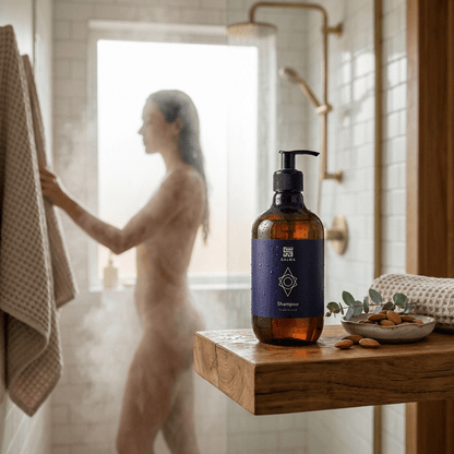 500ml bottle of Salma Loves Beauty sweet almond nourishing shampoo