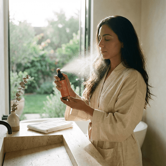 Rose and Oud Nourishing Hair Mist - Handcrafted Scented Veil | The Earthen Hollow - The Earthen Hollow