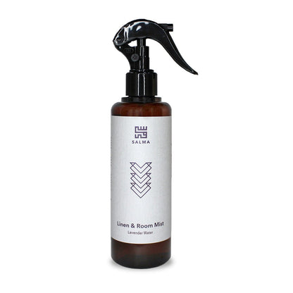 Bottle of Salma Loves Beauty lavender linen and room mist