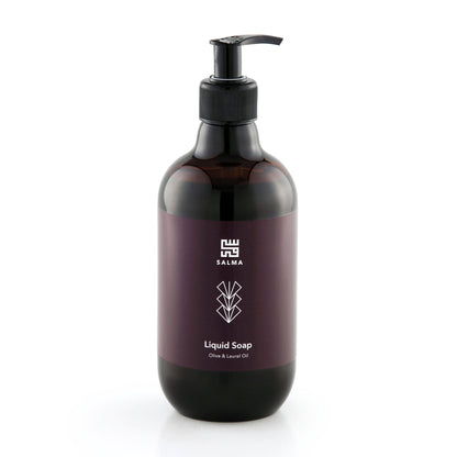 Bottle of Salma Loves Beauty olive and laurel oil liquid hand soap