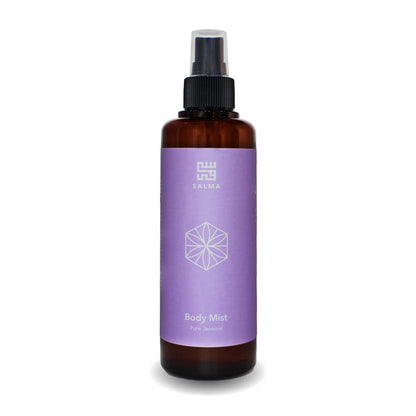 Bottle of Salma Loves Beauty pure jasmine body mist