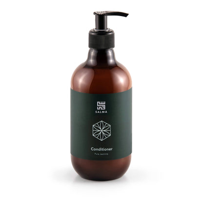Pure Jasmine Hydrating Conditioner 500ml in a brown pump bottle by Salma, featuring natural floral extracts for hair care.