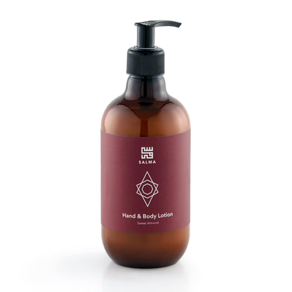 Bottle of Salma Loves Beauty sweet almond hand and body lotion